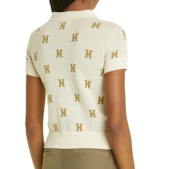 NWT Honor the Gift Short Sweater Monogram Polo Oatmeal XS - Picture 2 of 7